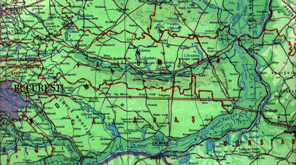 Harta Fizica - Campia Brailei, Balta Brailei, Subcarpatii de Curbura, Campia Baraganului, Balta Ialomitei